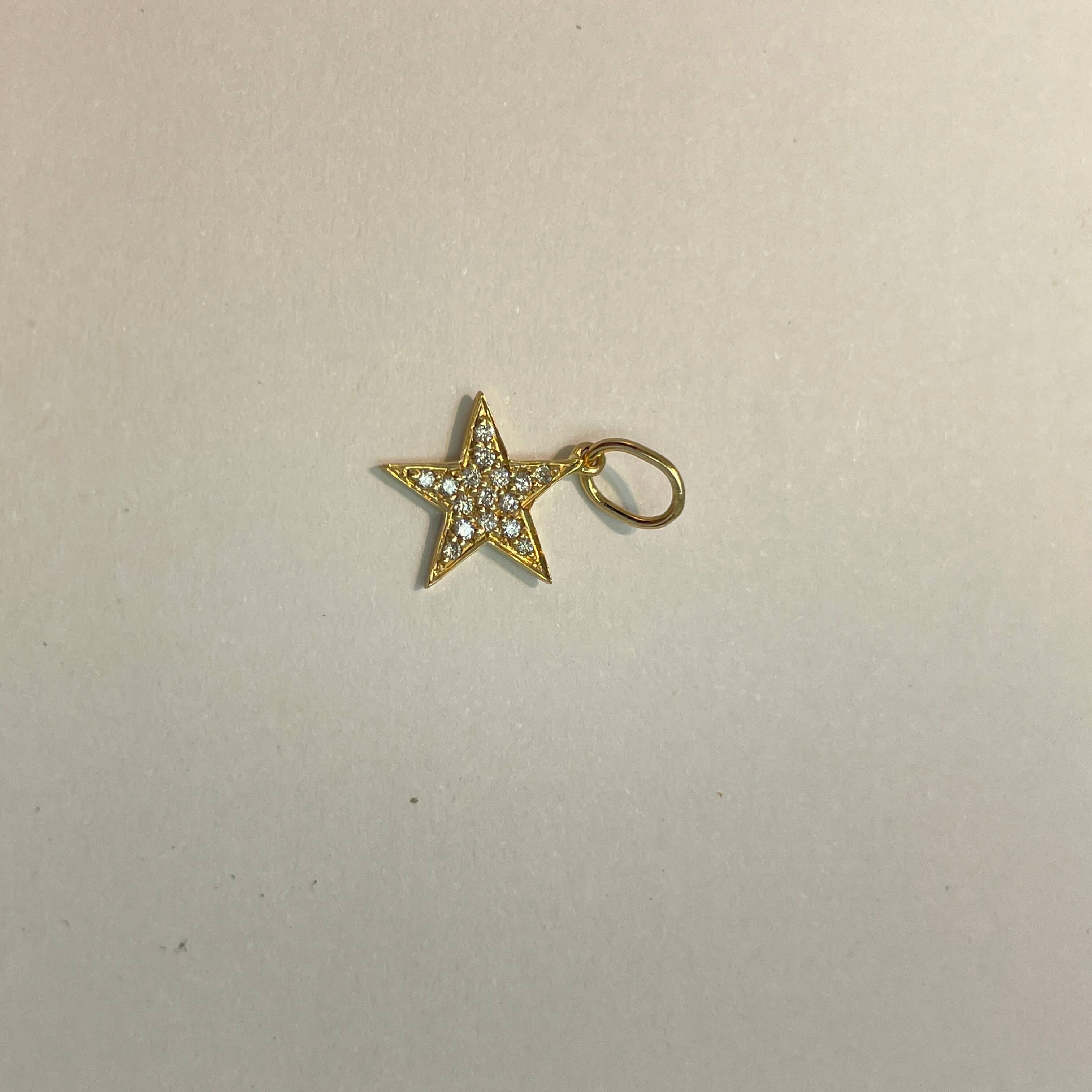 תליון כוכב יהלומים טבעיים 0.05 קראט צבע F ניקיון VS-SI זהב 14K צהוב מק״ט 638