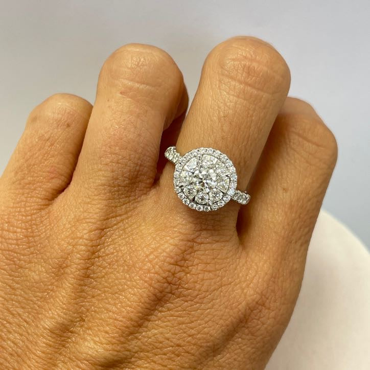 טבעת יהלומים טבעיים 1.85 קראט צבע D ניקיון VS זהב 14K לבן מק״ט 572