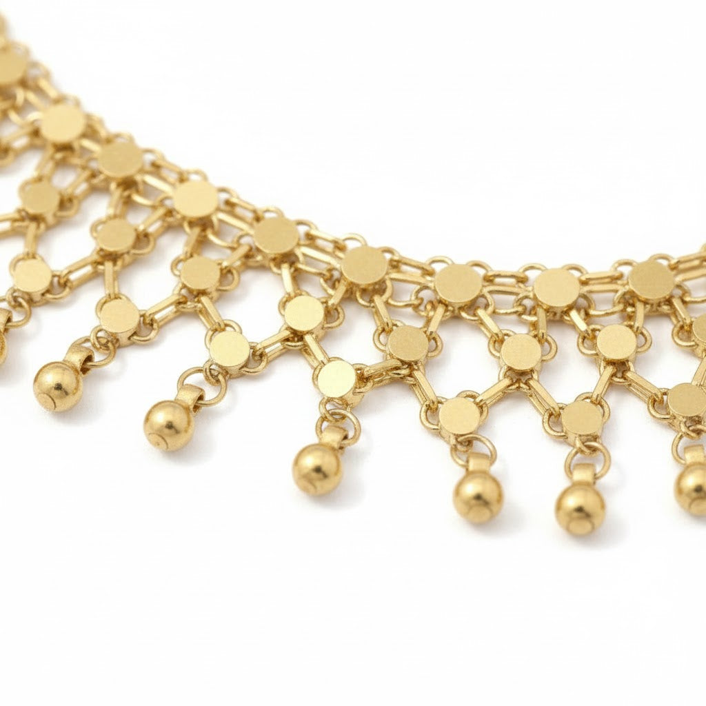 שרשרת ענק זהב חרוזים 22K וסוגר 14K מק״ט E102