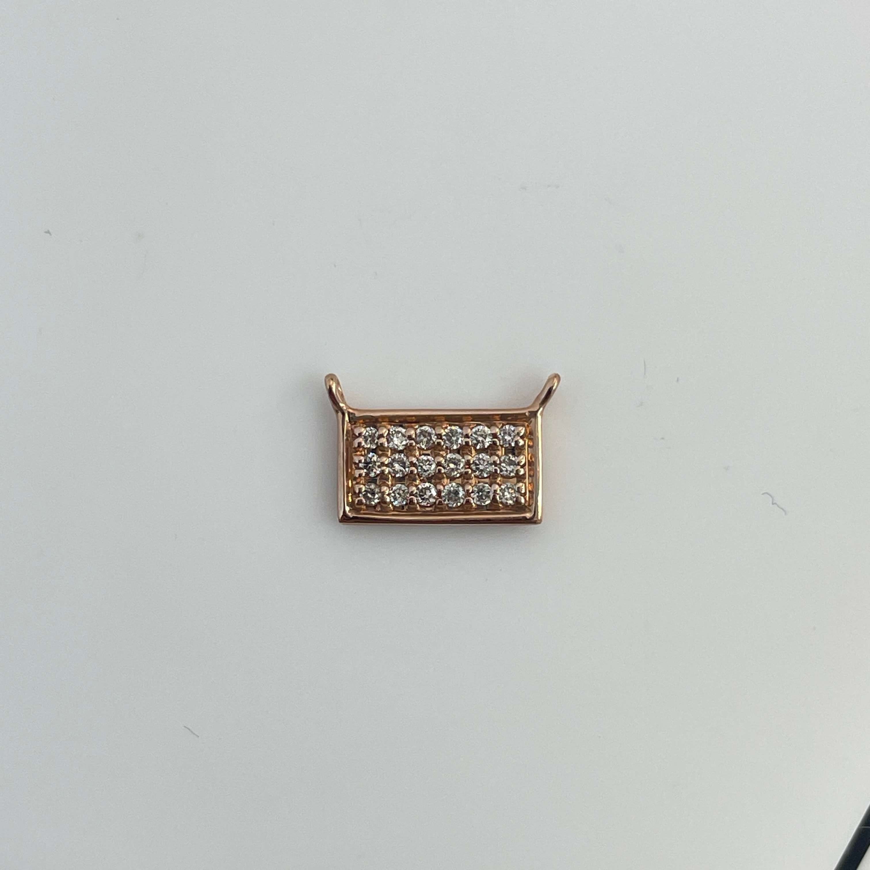 תליון יהלומים קטן מלבני 0.09 קראט צבע F ניקיון VS-SI זהב 14K רוז גולד מק״ט 652