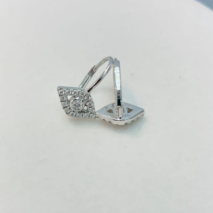 עגילי יהלומים טבעיים בעיצוב ״עין״ 0.25 קראט צבע F ניקיון VS זהב 14K לבן מק"ט 617