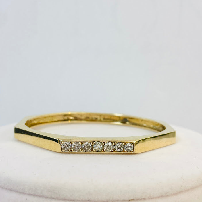 צמיד מתומן קשיח זהב צהוב 14K משובץ 1.20 קראט יהלומים טבעיים צבע F נקיון VS מק"ט 268