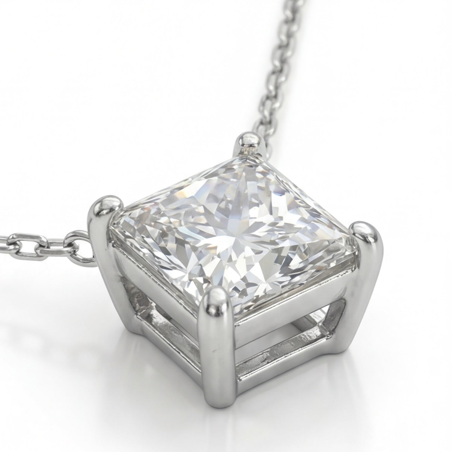 שרשרת זהב 14K לבן יהלום פרינסס טבעי 0.72 קראט מק״ט 1017