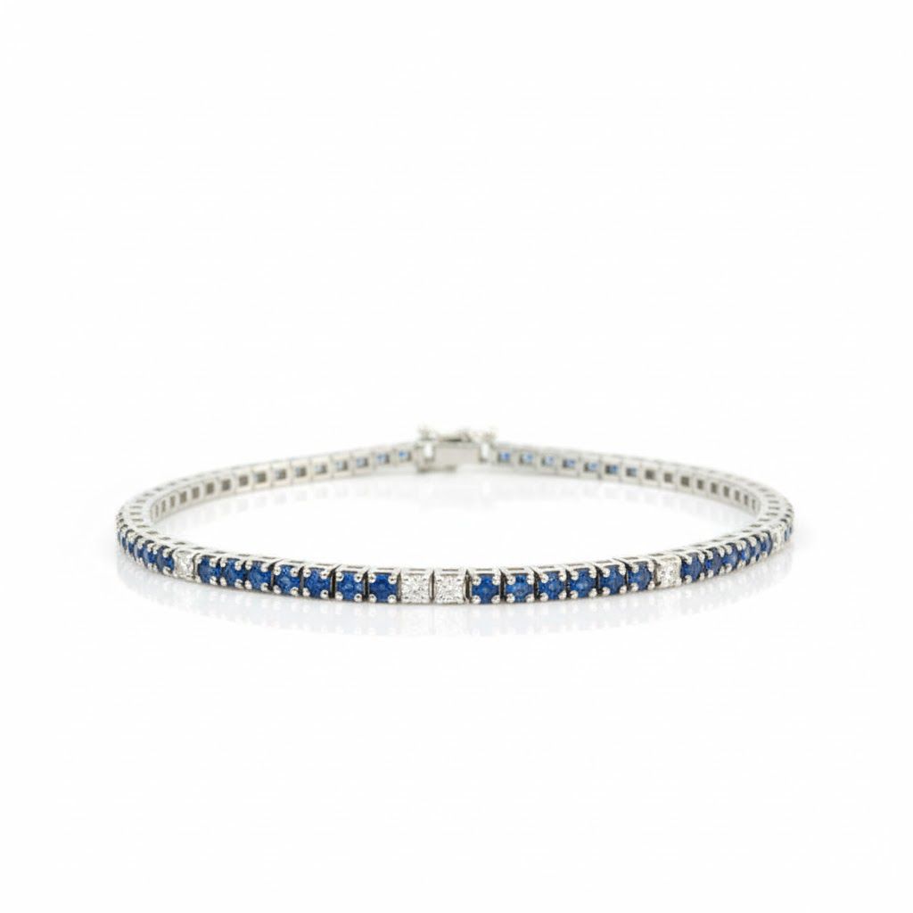 צמיד טניס זהב 18K יהלומים וספירים 3.30 קראט מק״ט 469