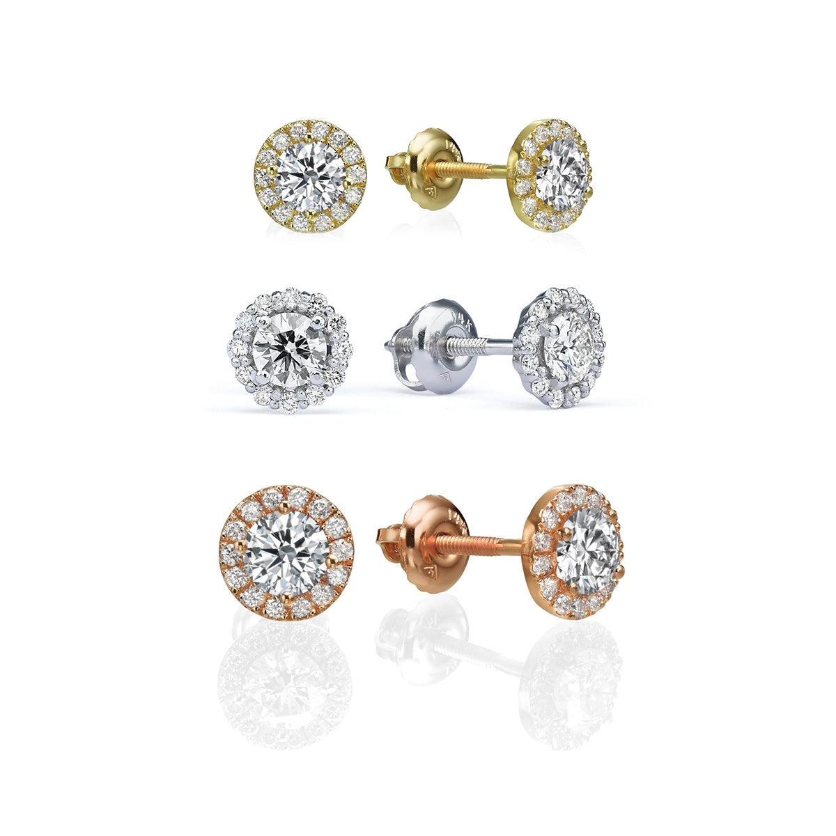 עגילי יהלום דגם HALO