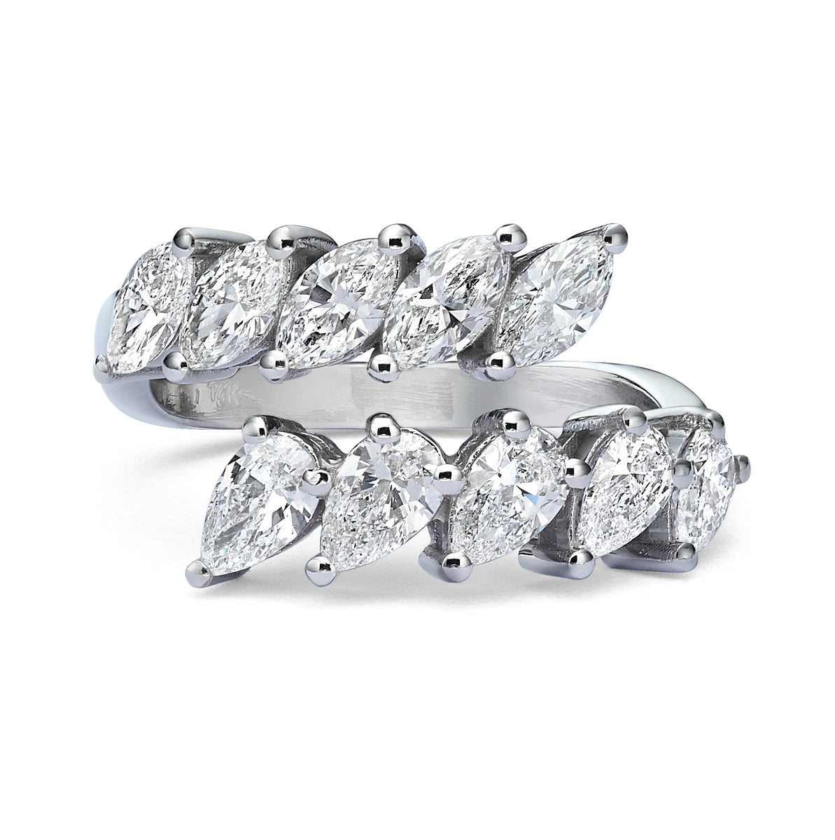 טבעת יהלומים 2 קראט מרקיזות וטיפות