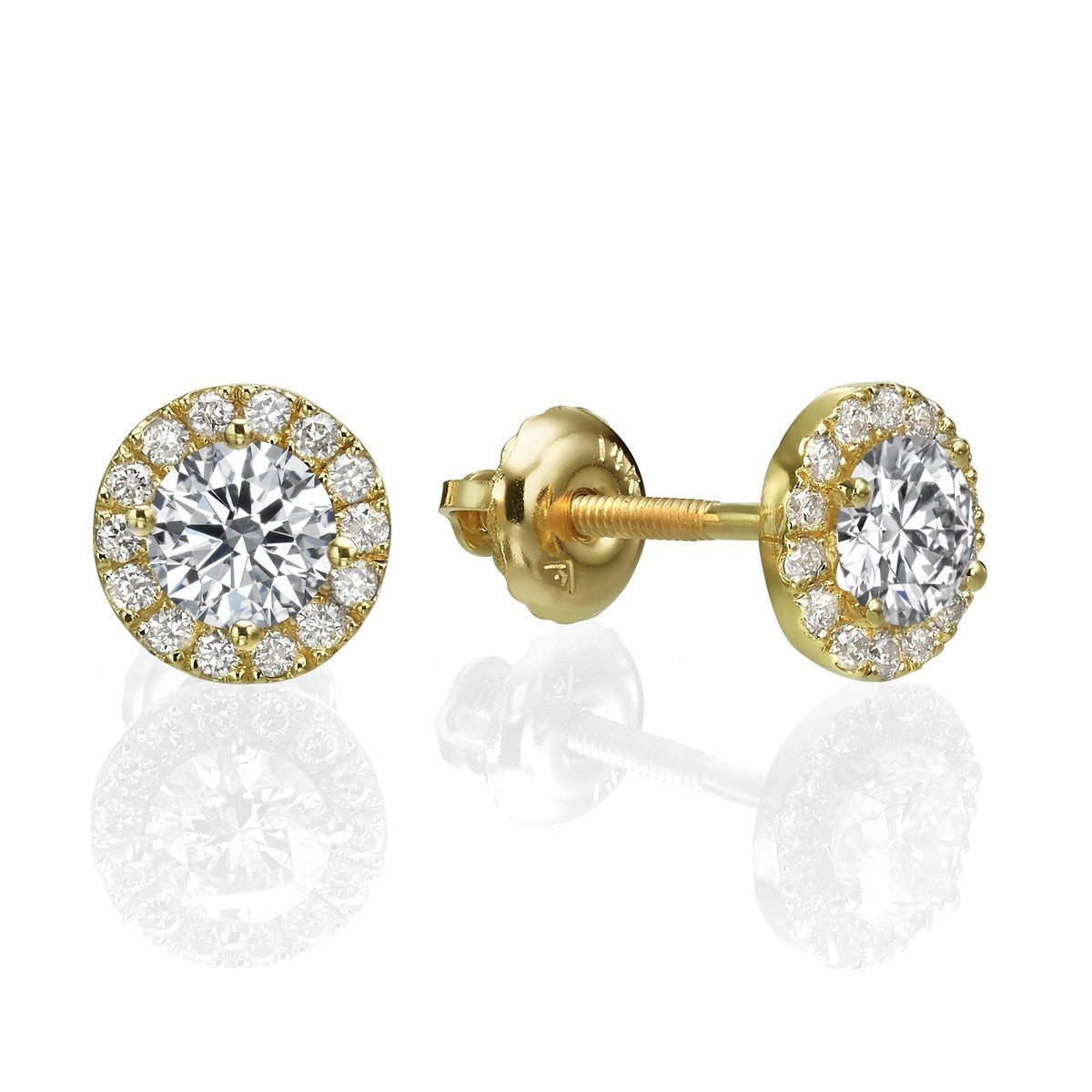 עגילי יהלום דגם HALO