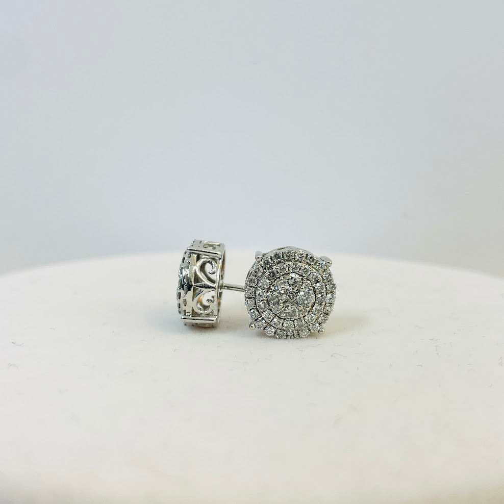 עגילי זהב לבן 14K משובצים 0.80 קראט יהלומים טבעיים צבע F נקיון VS מק"ט 314