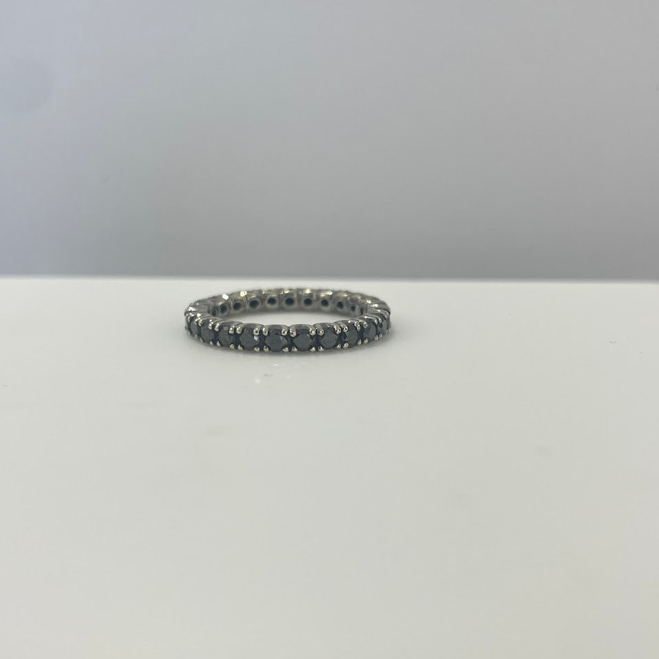 טבעת ETERNITY זהב לבן 14K משובצת יהלומים שחורים טבעיים 1.00 קראט מק"ט 432