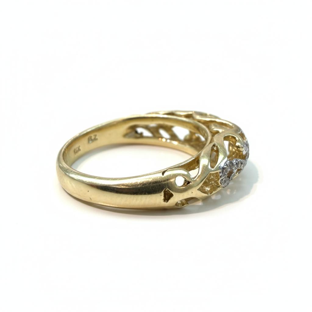 טבעת זהב 14K וינטג׳ יהלומים ועיטורי זהב מק״ט MN18