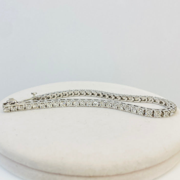 צמיד טניס זהב לבן 14K משובץ 5.00 קראט יהלומים טבעיים צבע F נקיון VS מק"ט 445