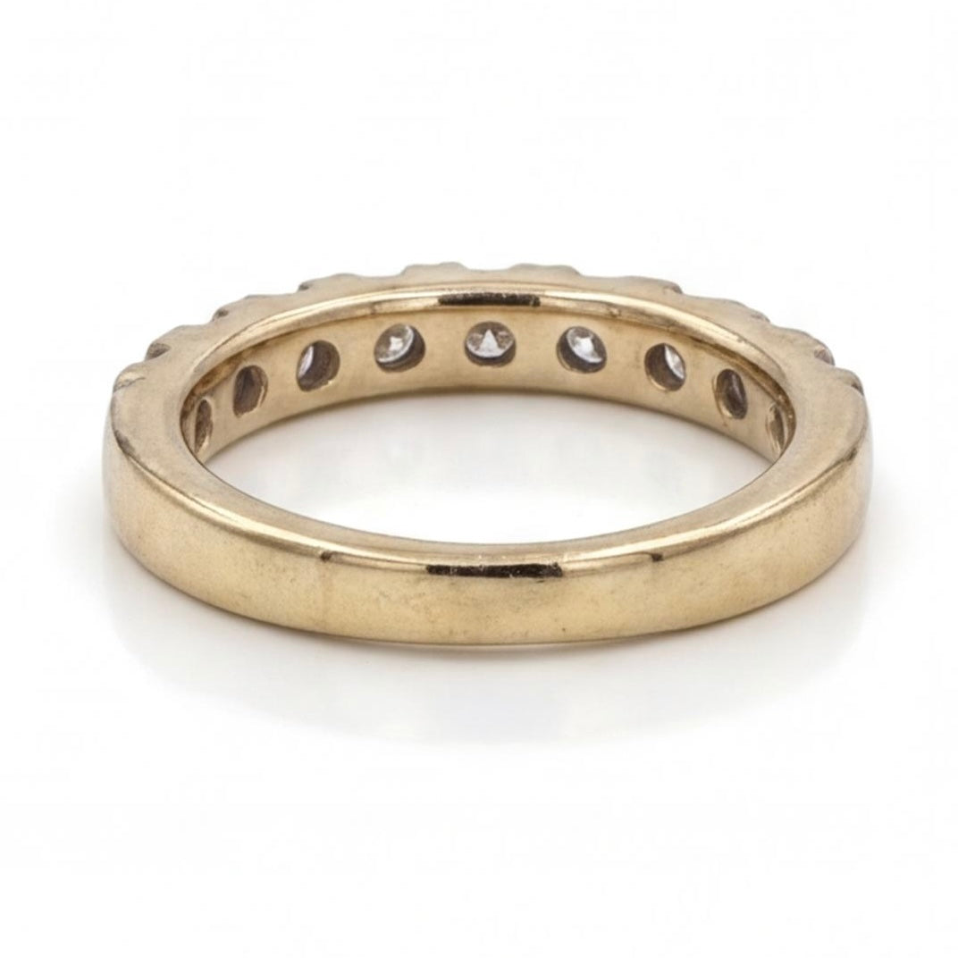 טבעת חצי איטרניטי זהב 14K צהוב יהלומים מק״ט 974