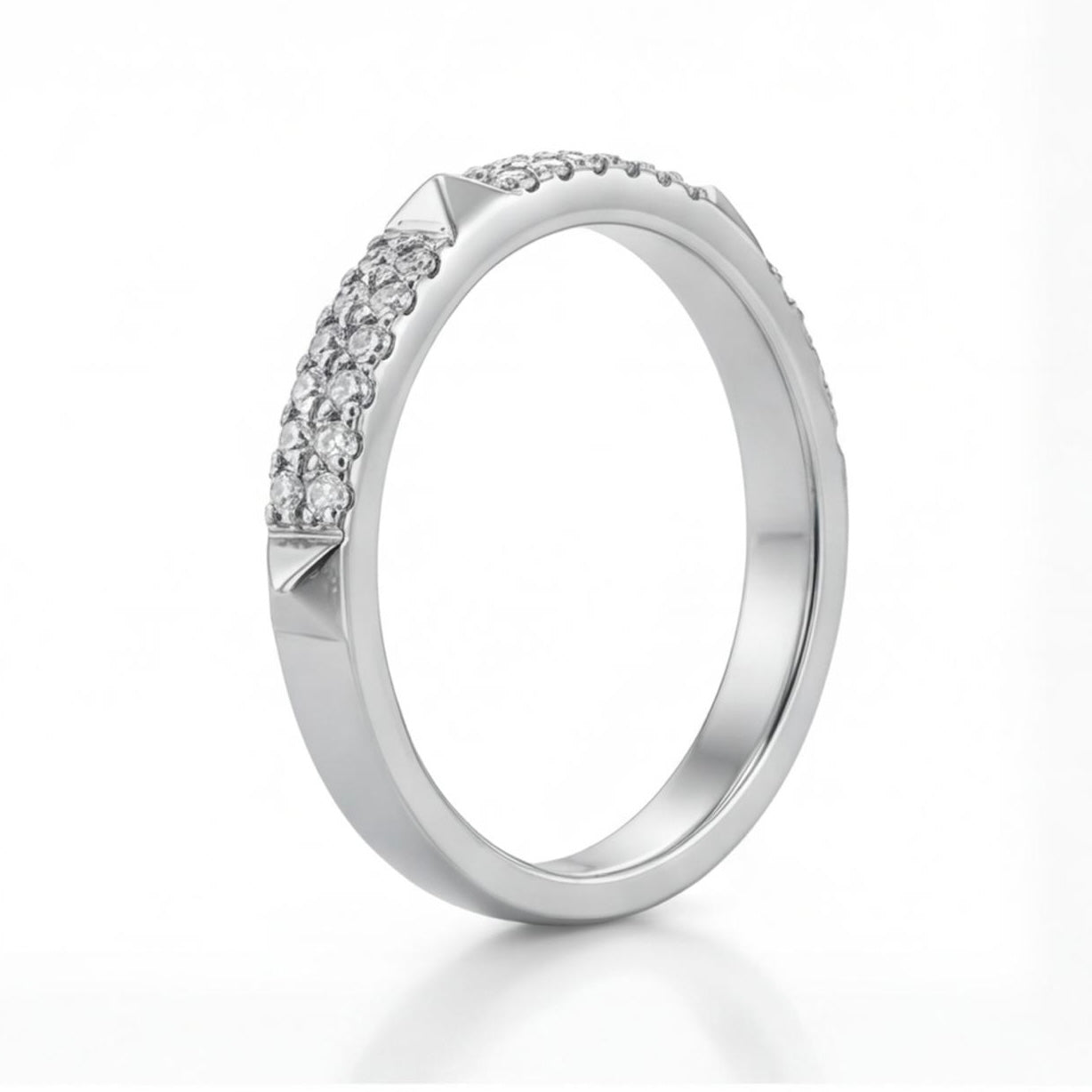 טבעת שני פסים זהב 14K יהלומים וניטים מק״ט 973