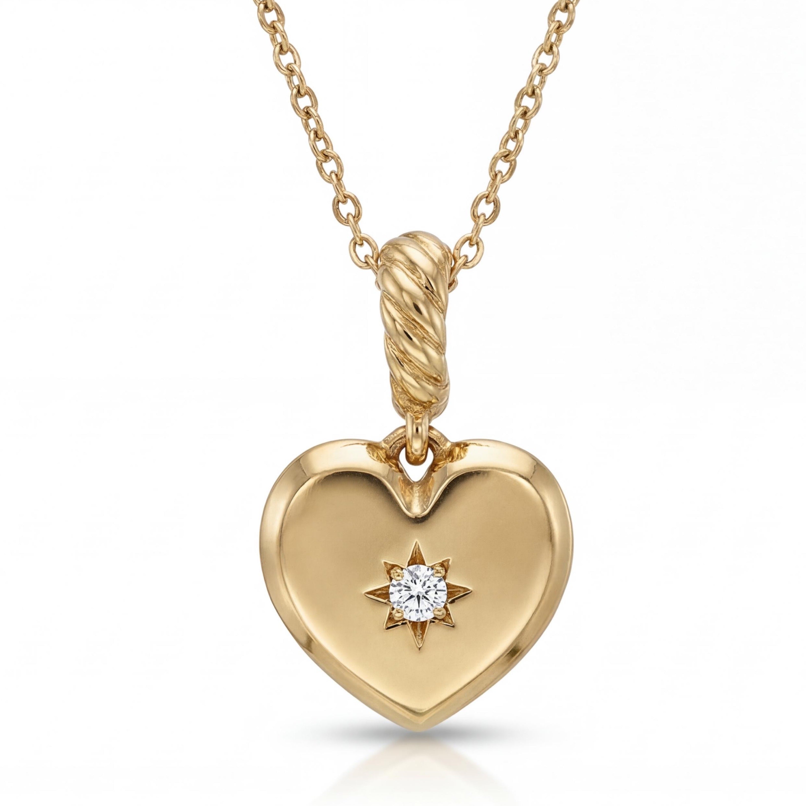 שרשרת זהב 18K צהוב עם תליון לב עם יהלום מק״ט 875