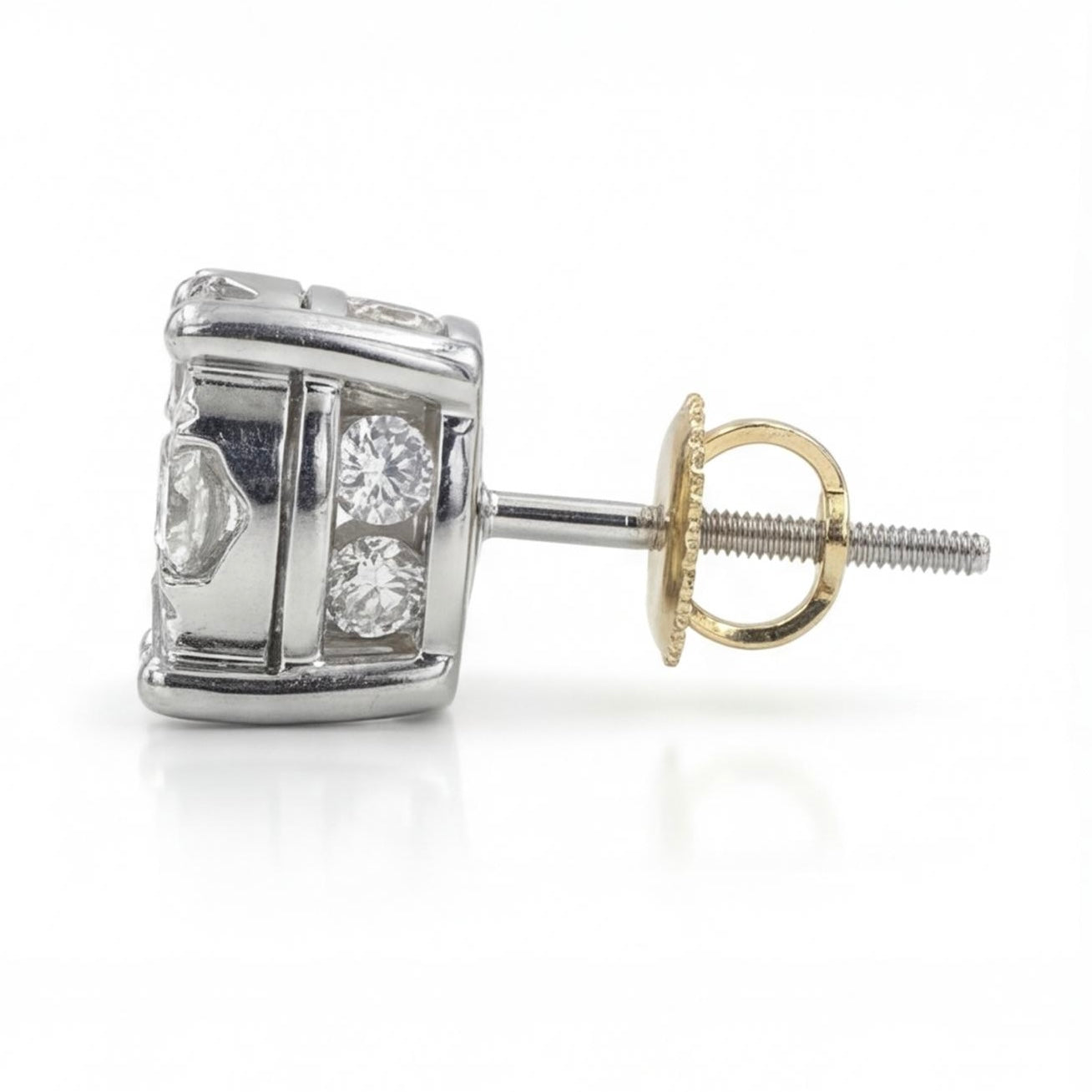 עגילי זהב 14K לבן יהלומים 1.60 קראט מק״ט 986