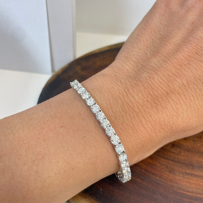 צמיד טניס זהב לבן 14K משובץ 10.20 קראט יהלומים טבעיים צבע F נקיון VS מק"ט 397