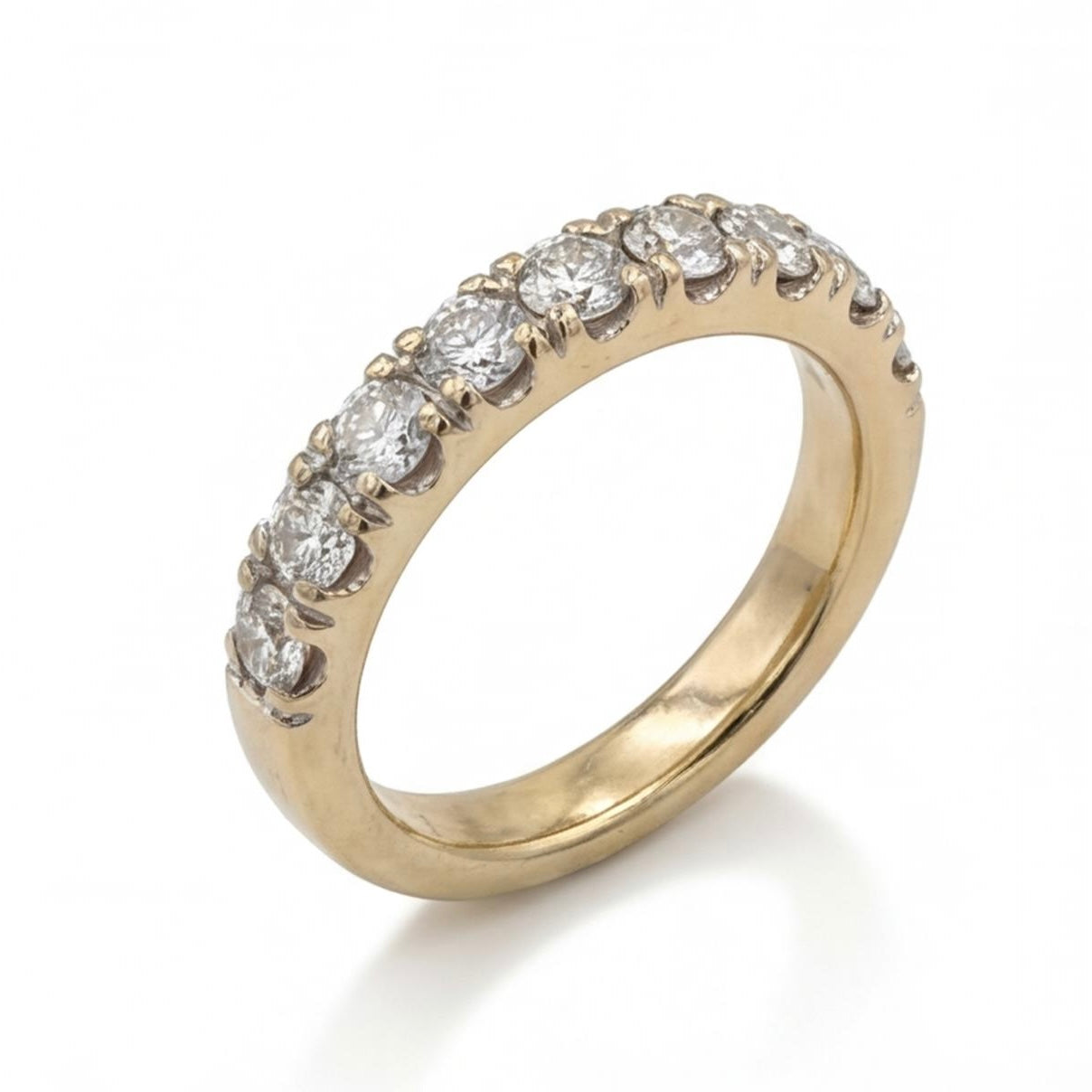 טבעת חצי איטרניטי זהב 14K צהוב יהלומים מק״ט 974