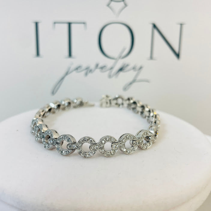 צמיד עיגולים זהב לבן 14K משובץ 2.00 קראט יהלומים טבעיים מק"ט 434