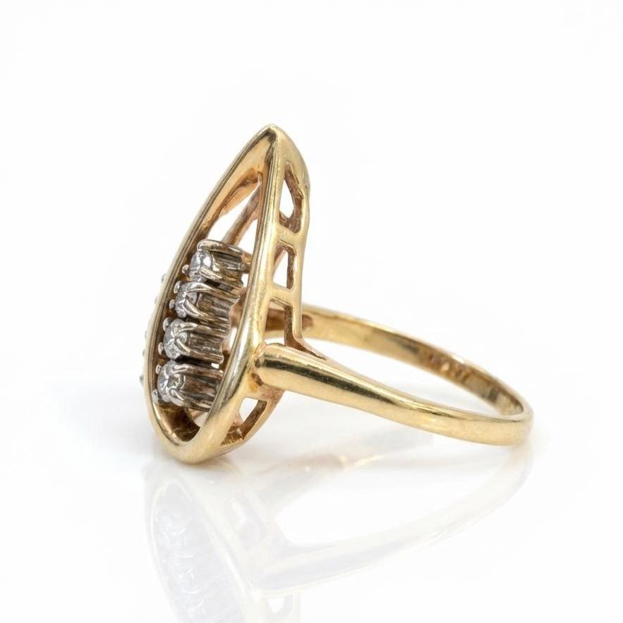 טבעת יהלומים טבעיים 0.21 קראט צבע F ניקיון VS זהב 14K צהוב מק"ט 308