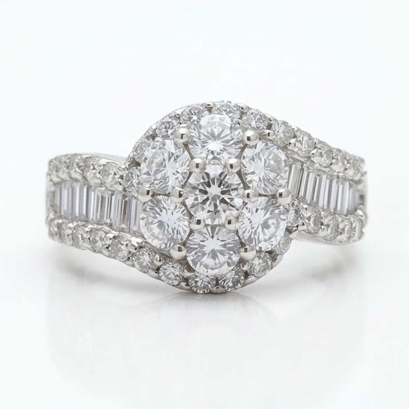 טבעת זהב 14K לבן יהלומים 1.30 קראט מק״ט 951