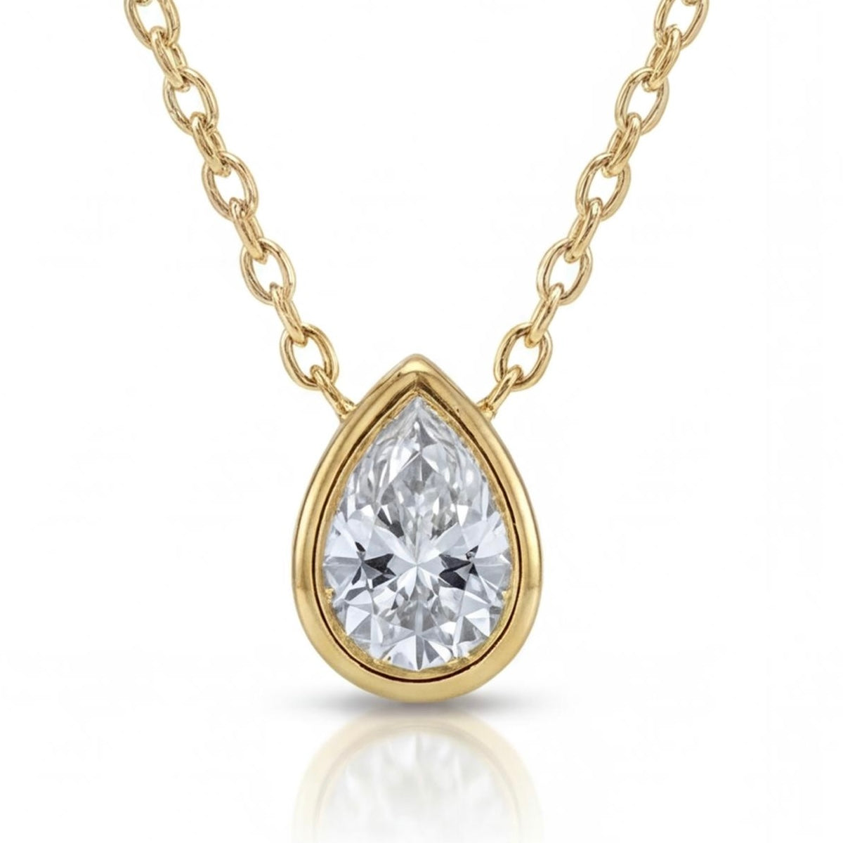 שרשרת זהב 14K צהוב יהלום טיפה טבעי 0.50 קראט מק״ט 1021