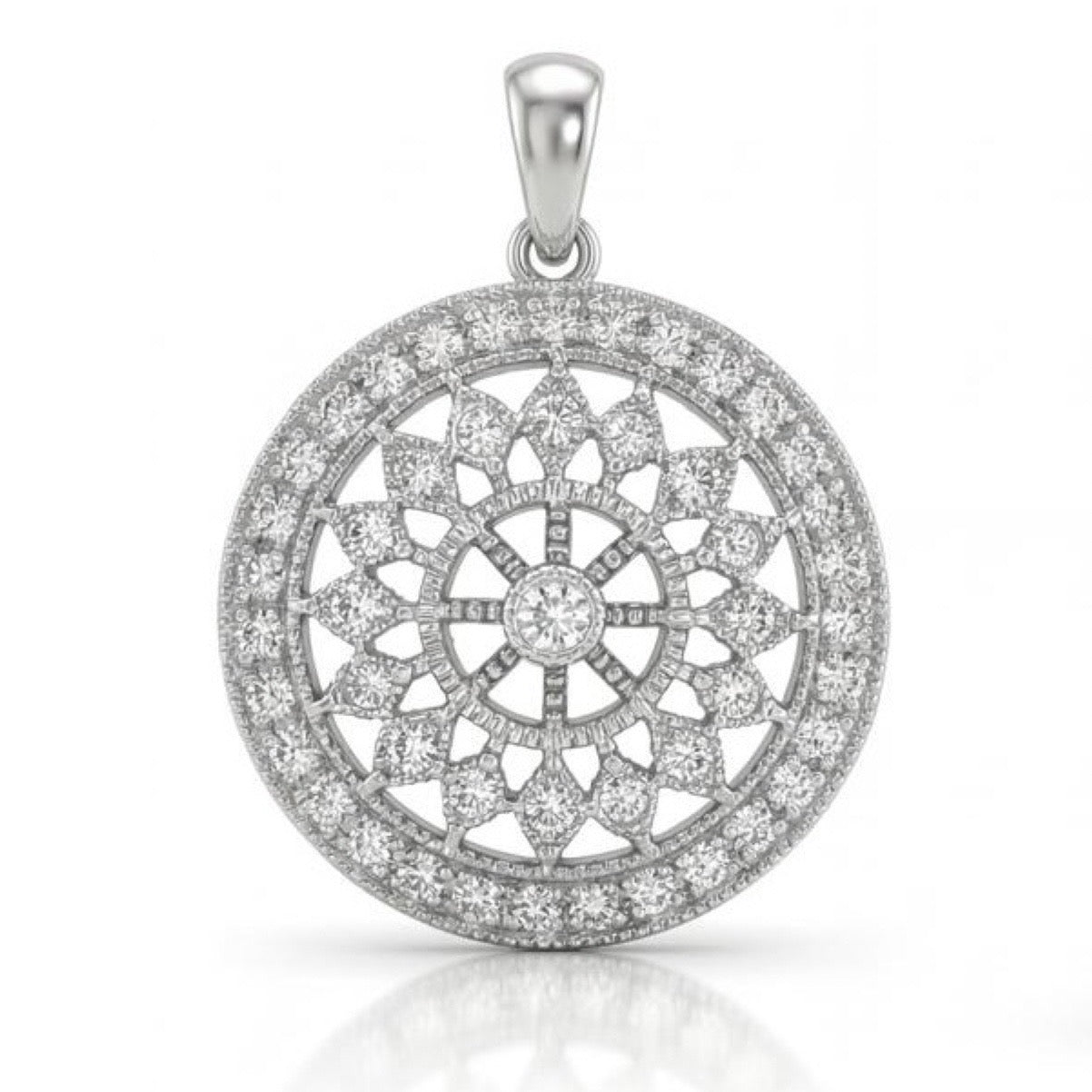 תליון זהב 14K לבן 0.25 קראט יהלומים ועיטורי זהב מק״ט 953