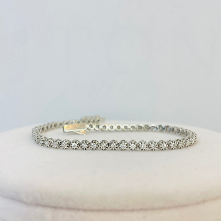 צמיד טניס שמונה שיניים זהב לבן 14K משובץ 1.00 קראט יהלומים טבעיים צבע F נקיון VS מק"ט 193