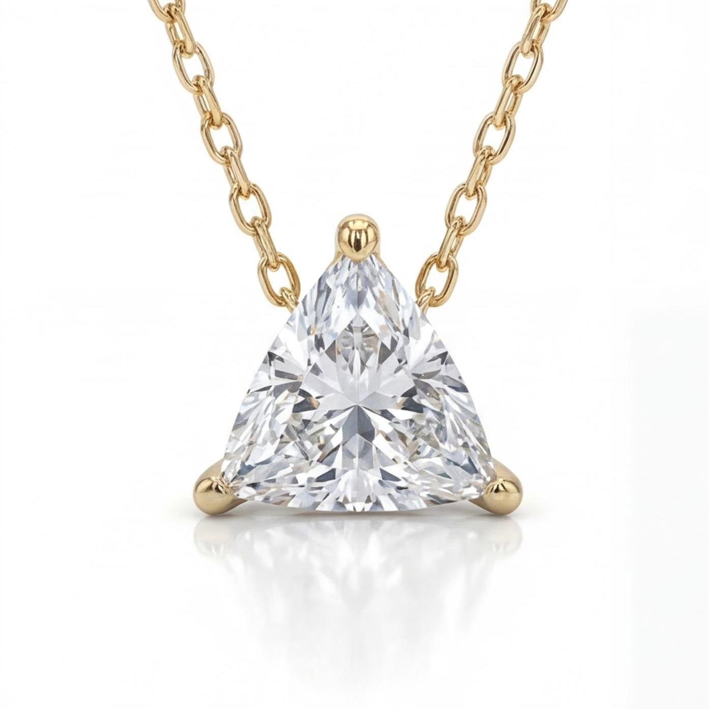 שרשרת זהב 14K צהוב יהלום משולש טבעי 1.04 קראט מק״ט 1022