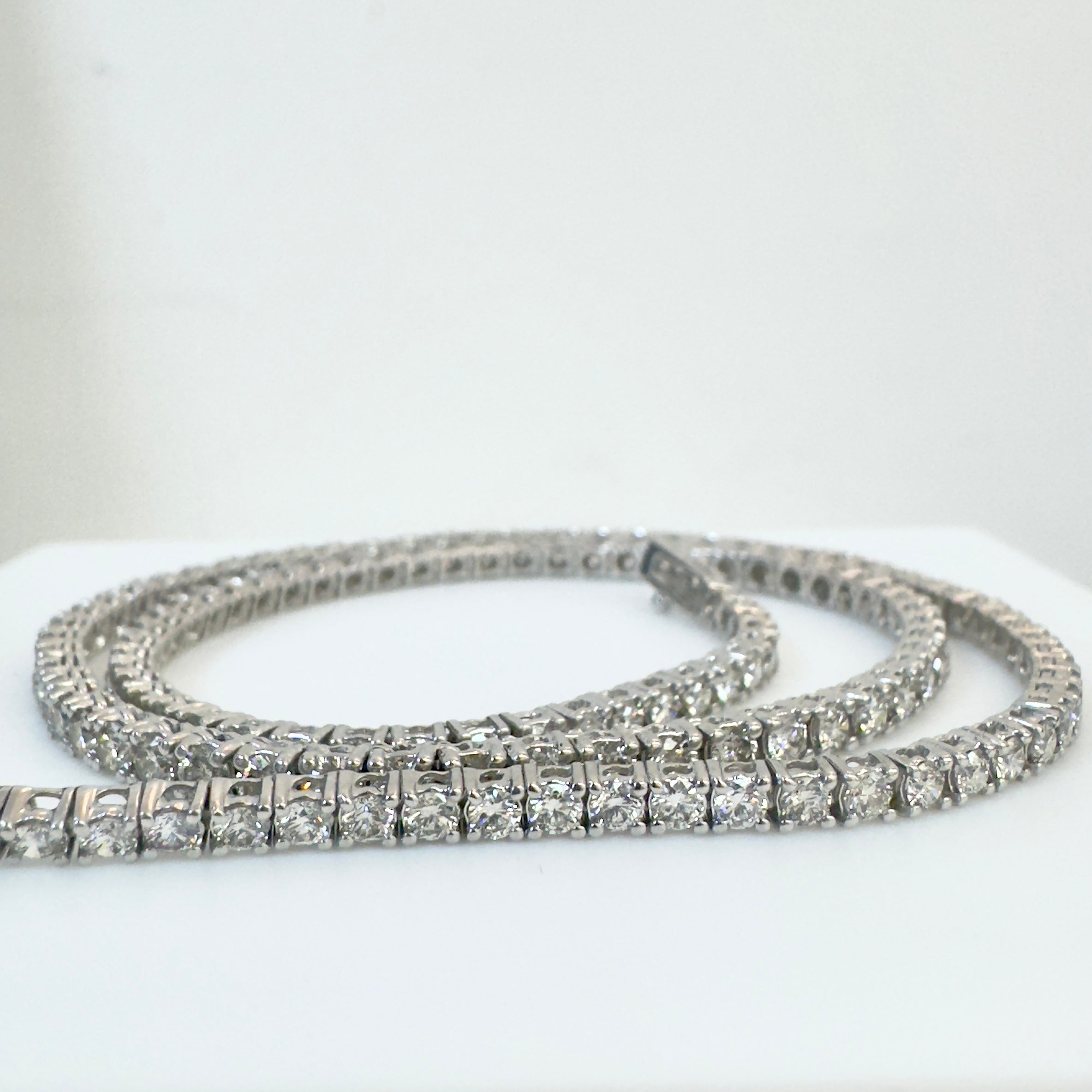 שרשרת קולייר טניס יהלומים טבעיים 7.74 קראט צבע F ניקיון VS זהב 18K לבן מק״ט 813