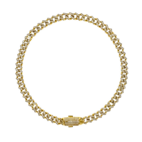 שרשרת חוליות זהב לבן 10K משובצת סיבוב מלא 5.00 קראט יהלומים טבעיים צבע F נקיון VS מק"ט 215