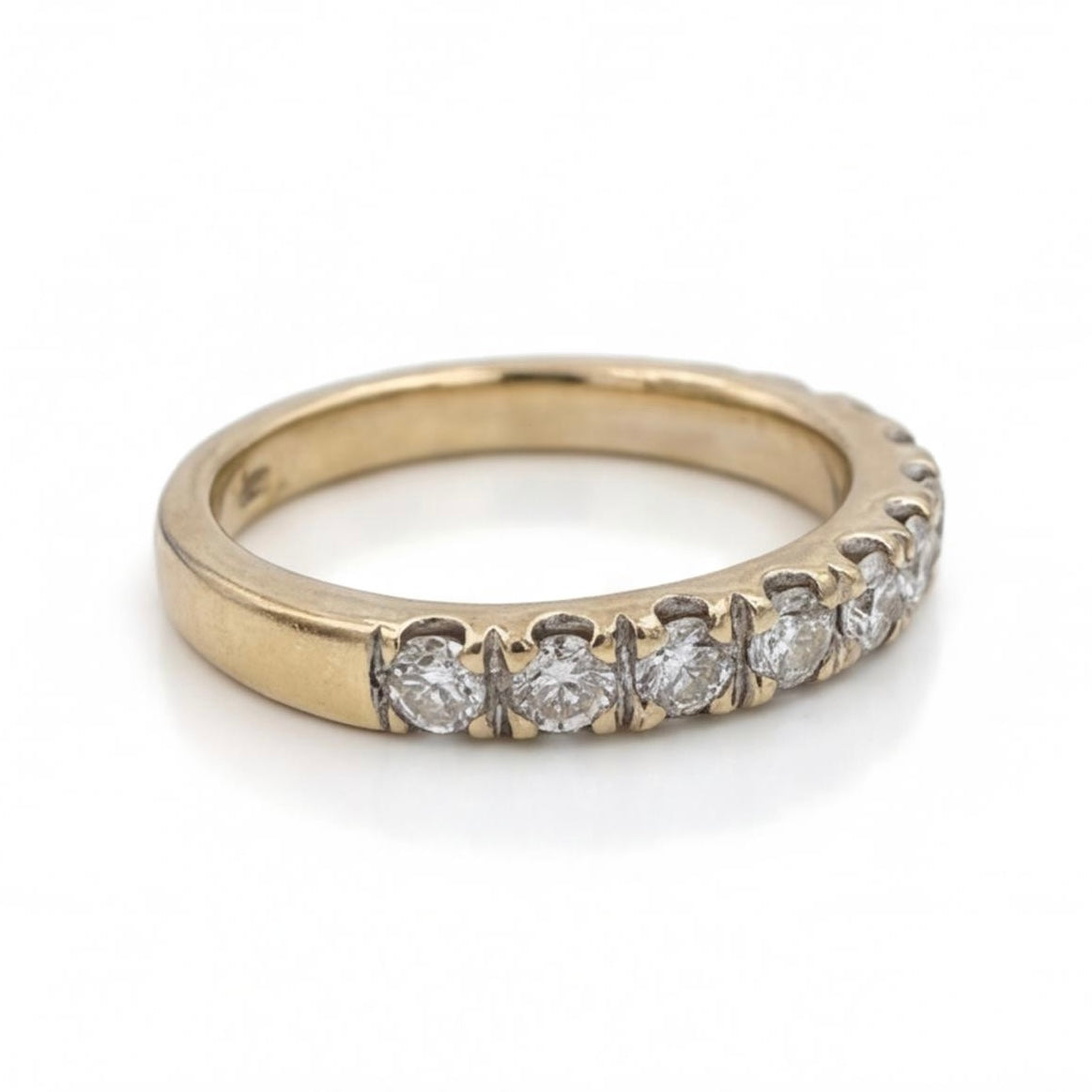 טבעת חצי איטרניטי זהב 14K צהוב יהלומים מק״ט 974