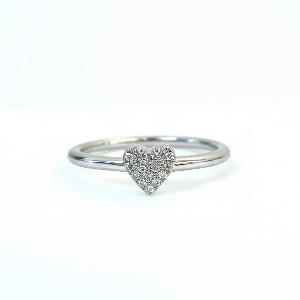 טבעת לב יהלומים טבעיים 0.05 קראט צבע F ניקיון VS זהב 14K לבן מק״ט 362