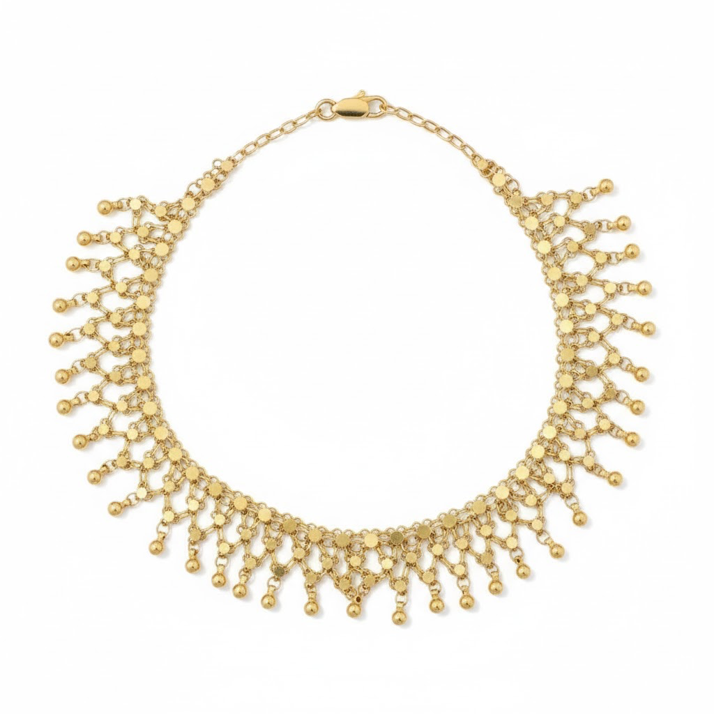 שרשרת ענק זהב חרוזים 22K וסוגר 14K מק״ט E102