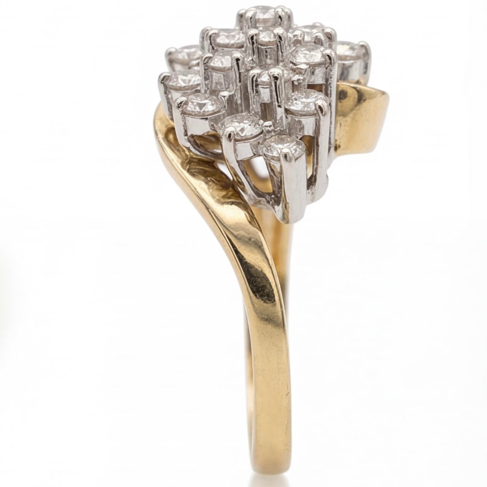 טבעת זהב 14K צהוב קלאסטר יהלומים 1.50 קראט מק״ט 946