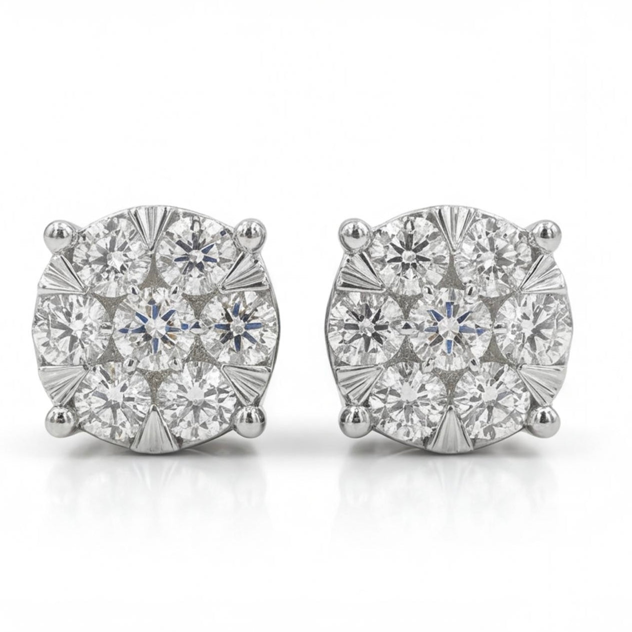 עגילי זהב 14K לבן יהלומים 1.60 קראט מק״ט 986