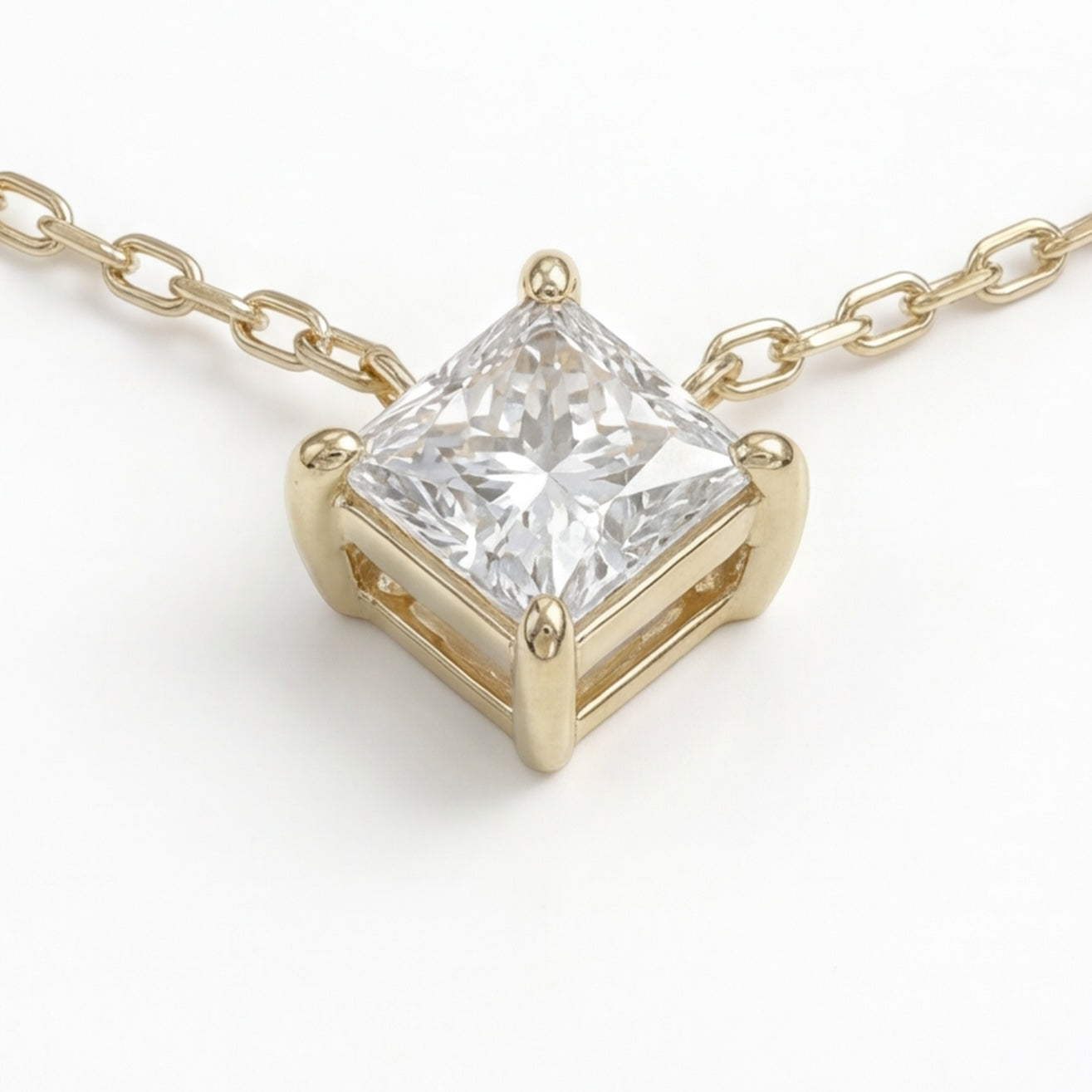 שרשרת זהב 14K צהוב יהלום פרינסס טבעי 0.49 קראט מק״ט 1012