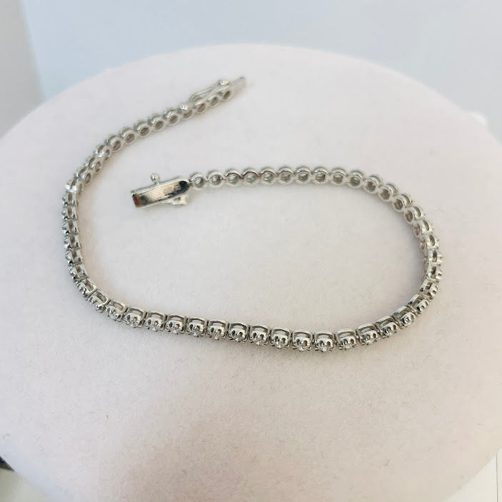 צמיד טניס שמונה שיניים זהב לבן 14K משובץ 1.00 קראט יהלומים טבעיים צבע F נקיון VS מק"ט 193