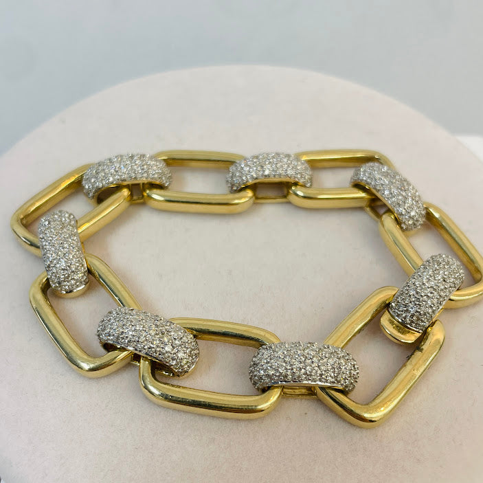 צמיד חוליות מעוצב זהב צהוב 14K משובץ 4.00 קראט יהלומים טבעיים צבע F נקיון VS מק"ט 467