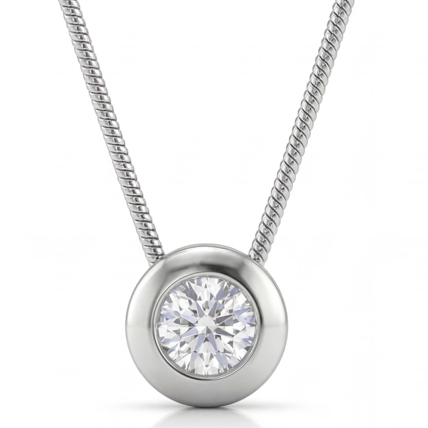 שרשרת זהב 14K לבן יהלום סוליטר טבעי 0.20 קראט מק״ט 955