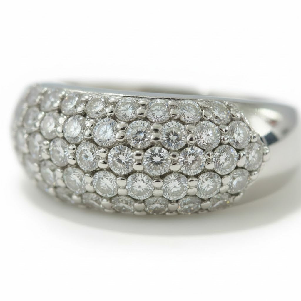 טבעת זהב לבן 14K משובצת יהלומים טבעיים 1.00 קראט צבע F נקיון VS מק"ט 53