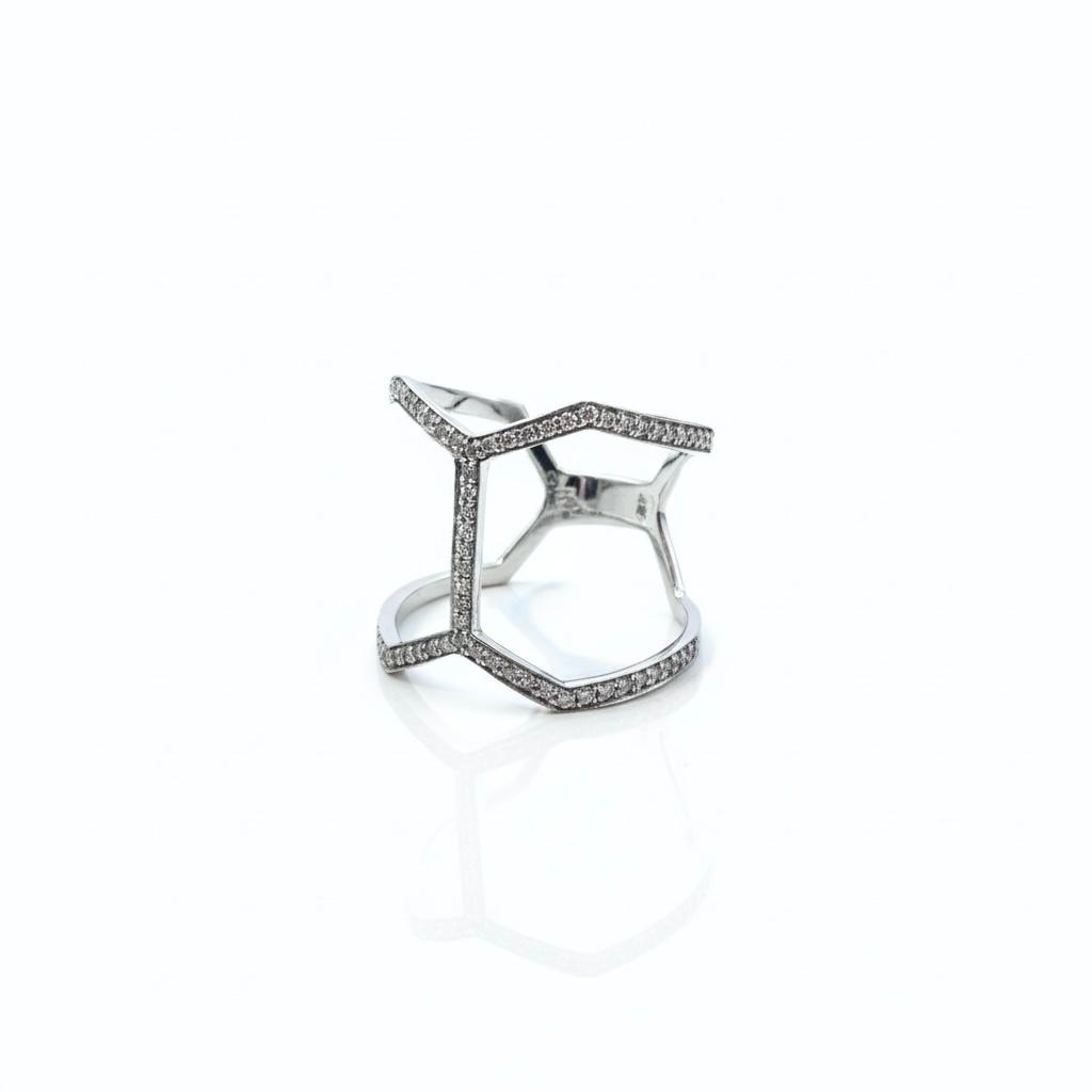 טבעת 14K כפולה יהלומים טבעיים 0.36 קראט מק״ט MN21