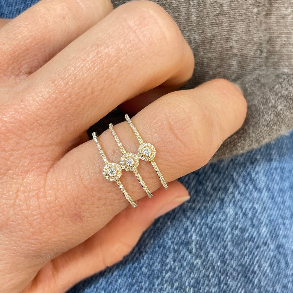 טבעת זהב צהוב 14K משובצת יהלומים טבעיים 0.25 קראט צבע E נקיון VVS מק"ט 276