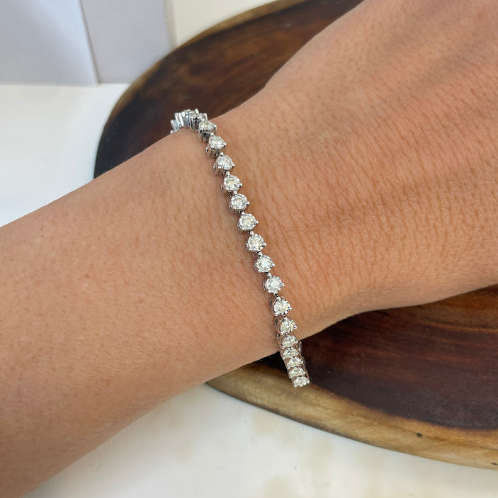 צמיד טניס זהב לבן 14K משובץ 1.20 קראט יהלומים טבעיים צבע F נקיון VS מק"ט 436