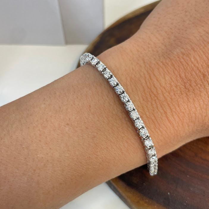 צמיד טניס זהב לבן 14K משובץ 5.00 קראט יהלומים טבעיים צבע F נקיון VS מק"ט 445