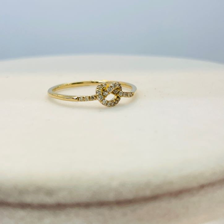 טבעת צמה יהלומים טבעיים 0.10 קראט צבע F ניקיון VS זהב צהוב 14K מק"ט 602