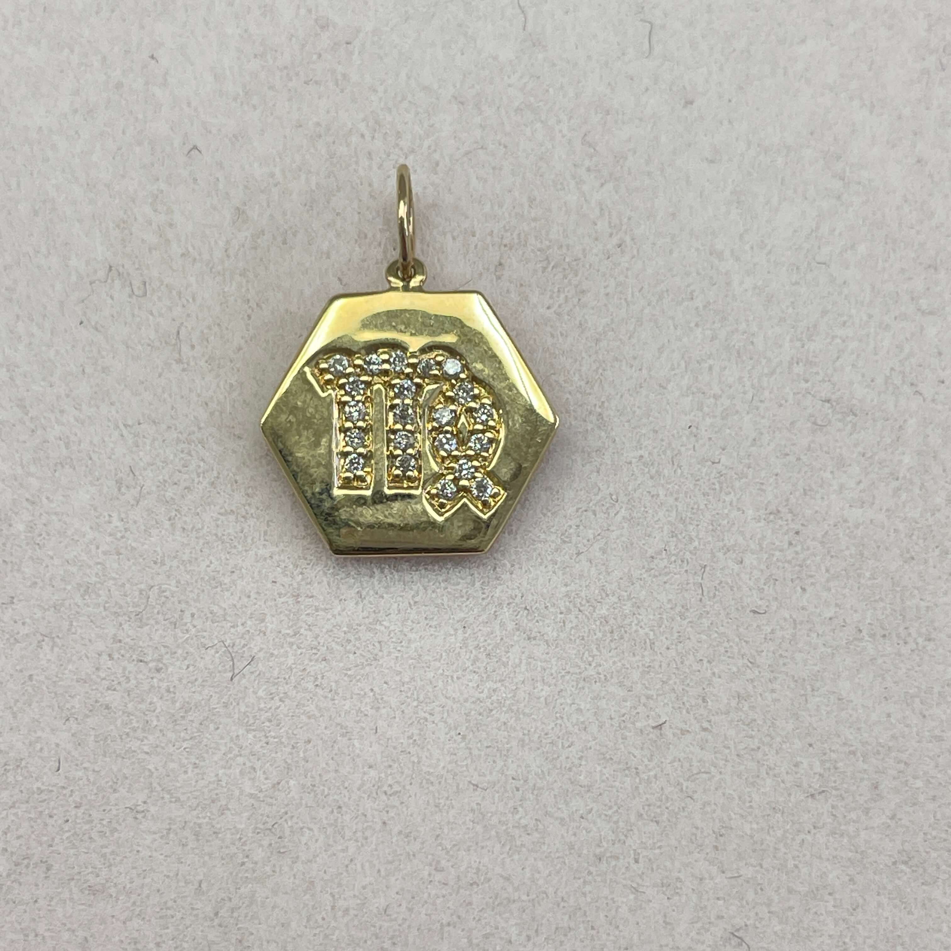 תליון יהלומים טבעיים 0.07 קראט צבע F ניקיון VS זהב צהוב 14K מק״ט 627