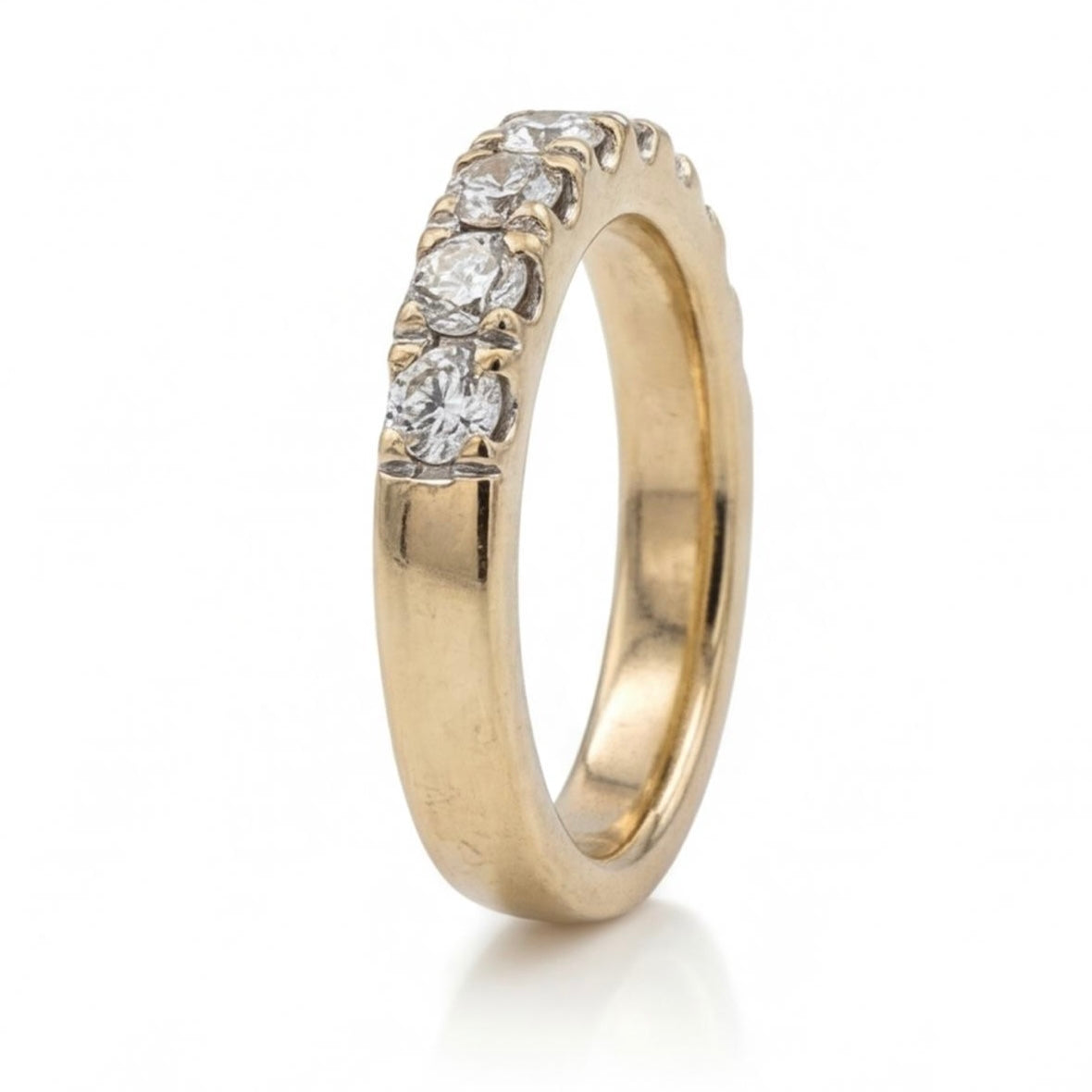 טבעת חצי איטרניטי זהב 14K צהוב יהלומים מק״ט 974
