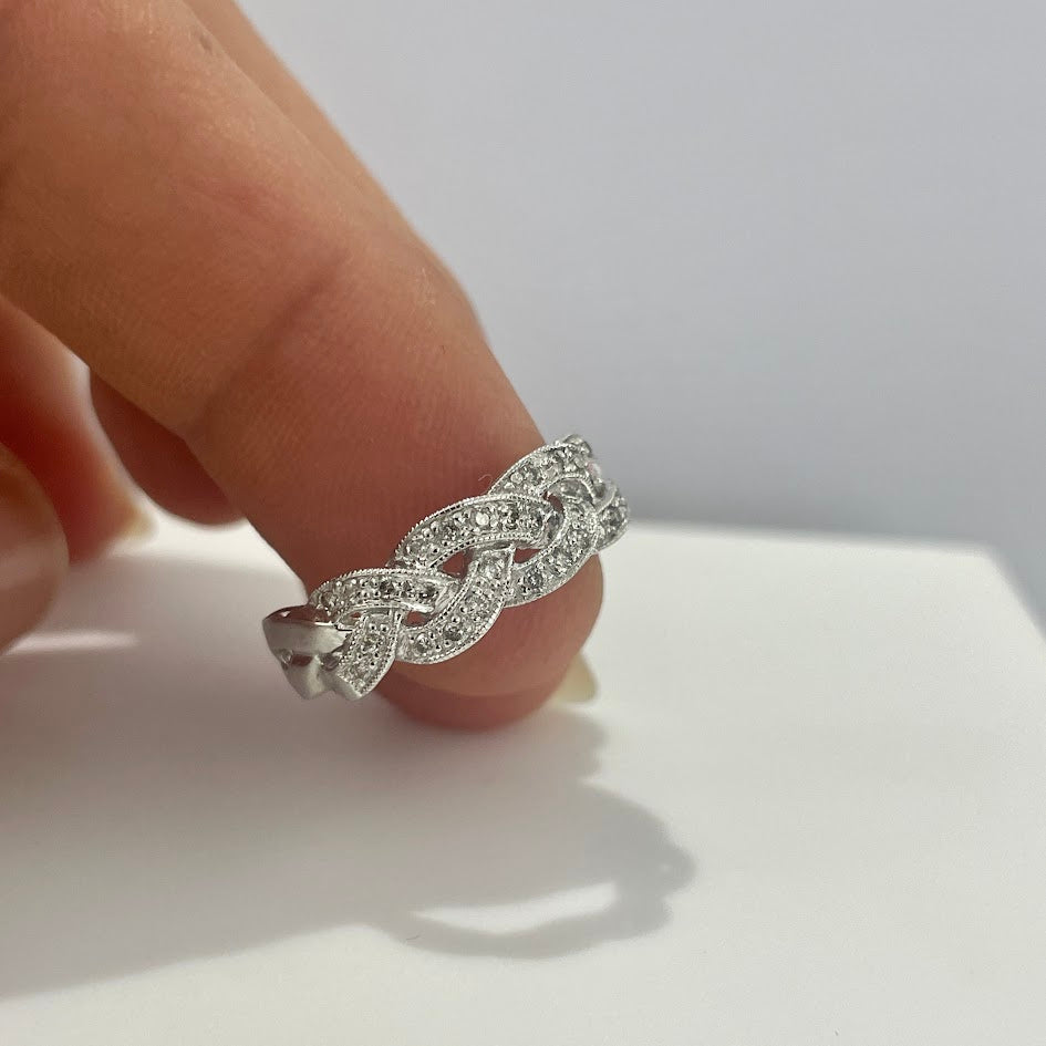 טבעת יהלומים טבעיים 0.33 קראט צבע F ניקיון VS זהב 14K לבן מק"ט 420