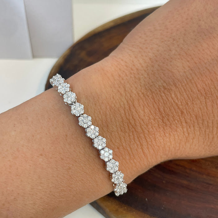 צמיד טניס פרחים זהב 14K יהלומים 5.05 קראט מק״ט 342