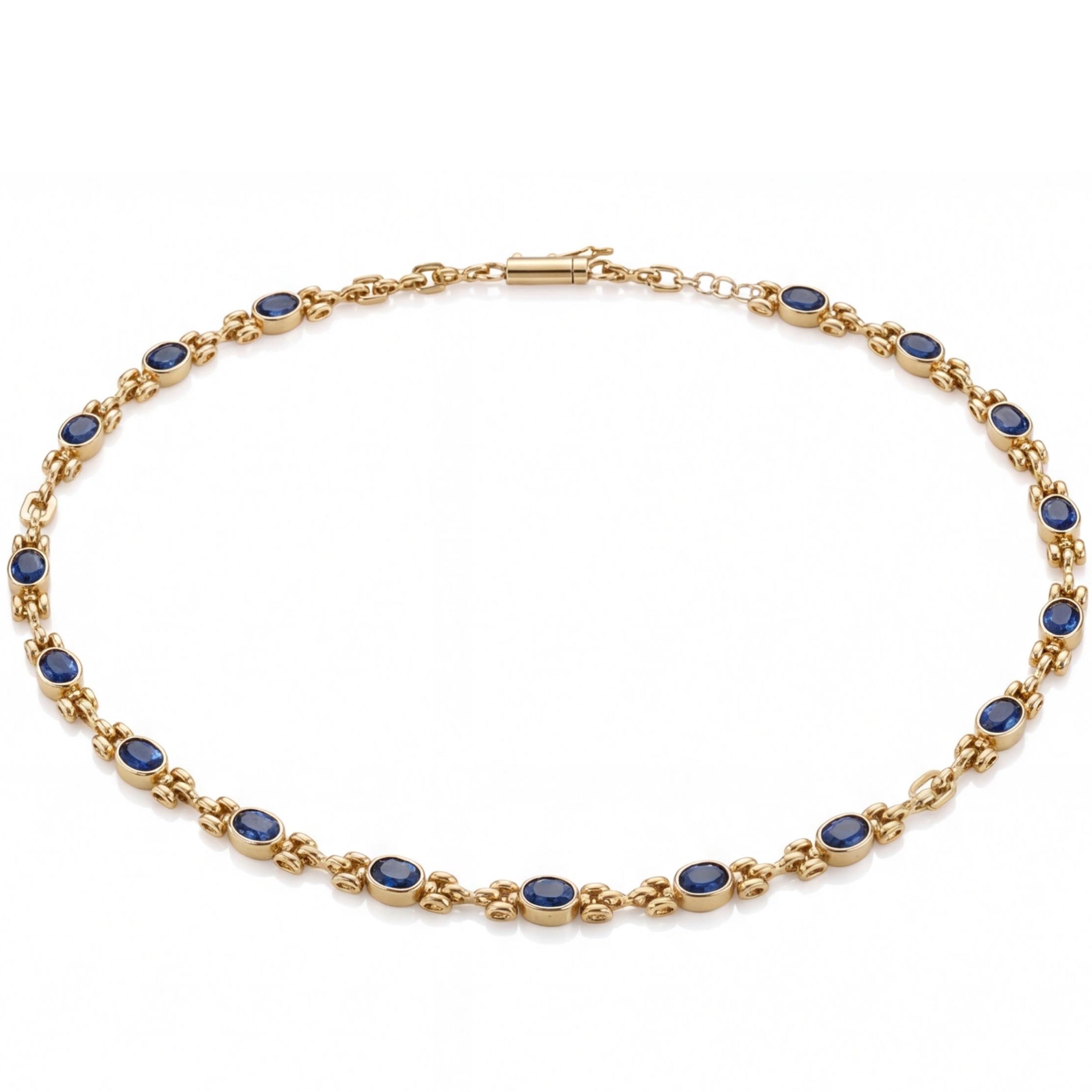 שרשרת זהב 18K צהוב ספירים כחולות 9.60 קראט מק״ט 862